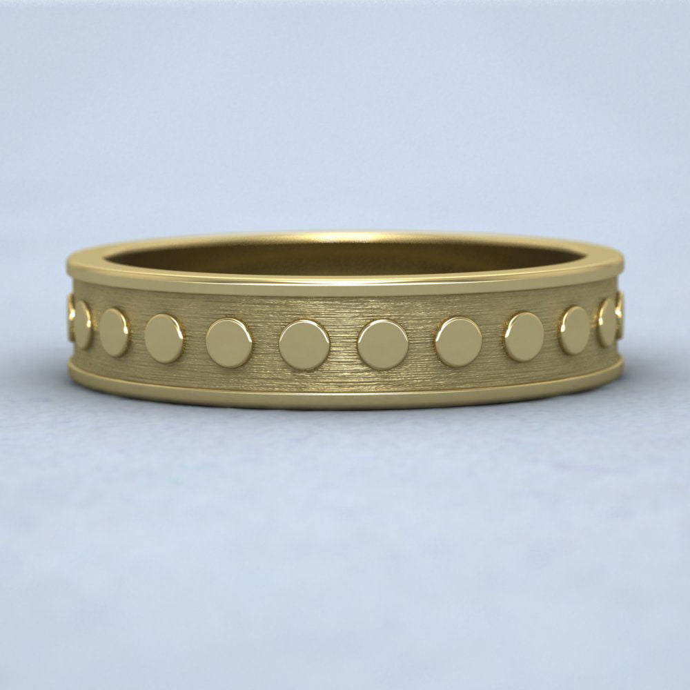 Raised Circle And Edge Patterned 22ct Yellow Gold 5mm Wedding Ring