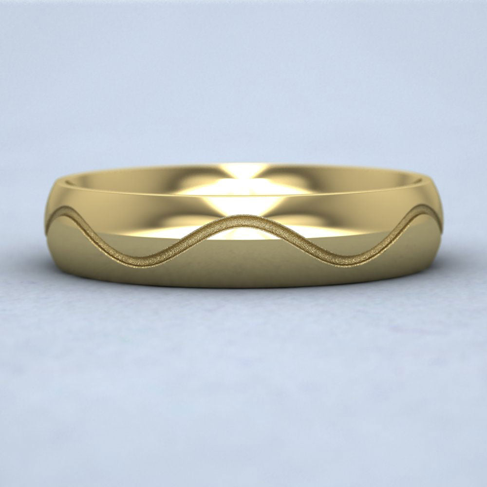 Wave Patterned 22ct Yellow Gold 5mm Wedding Ring