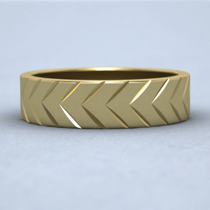 Chevron Pattern 22ct Yellow Gold 6mm Wedding Ring