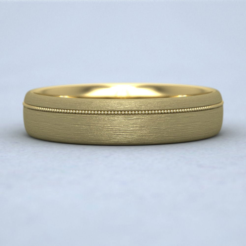 Asymmetric Millgrain 22ct Yellow Gold 5mm Wedding Ring L