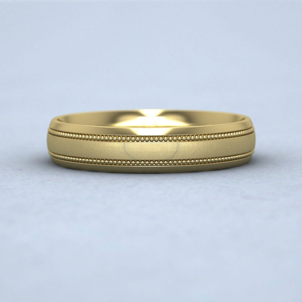 Millgrain And Contrasting Matt And Shiny Finish 22ct Yellow Gold 4mm Wedding Ring