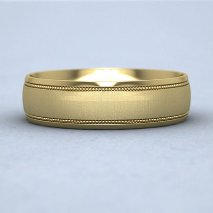 Millgrain And Contrasting Matt And Shiny Finish 14ct Yellow Gold 6mm Wedding Ring