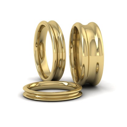 Heavy Concave 18ct Yellow Gold 3mm Wedding Ring Group