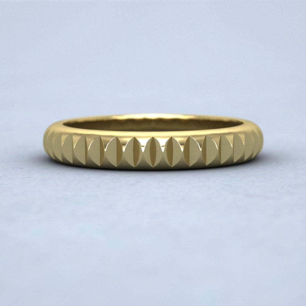 Cut Leaf Across Pattern 9ct Yellow Gold 3mm Wedding Ring
