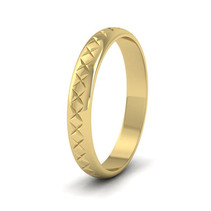 Criss Cut Pattern 18ct Yellow Gold 3mm Wedding Ring