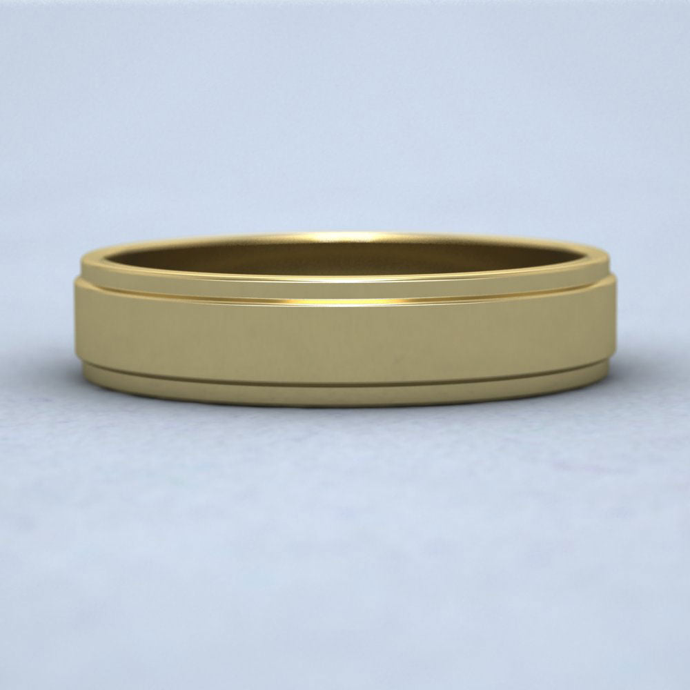 Stepped Edge Pattern Flat 22ct Yellow Gold 5mm Flat Wedding Ring