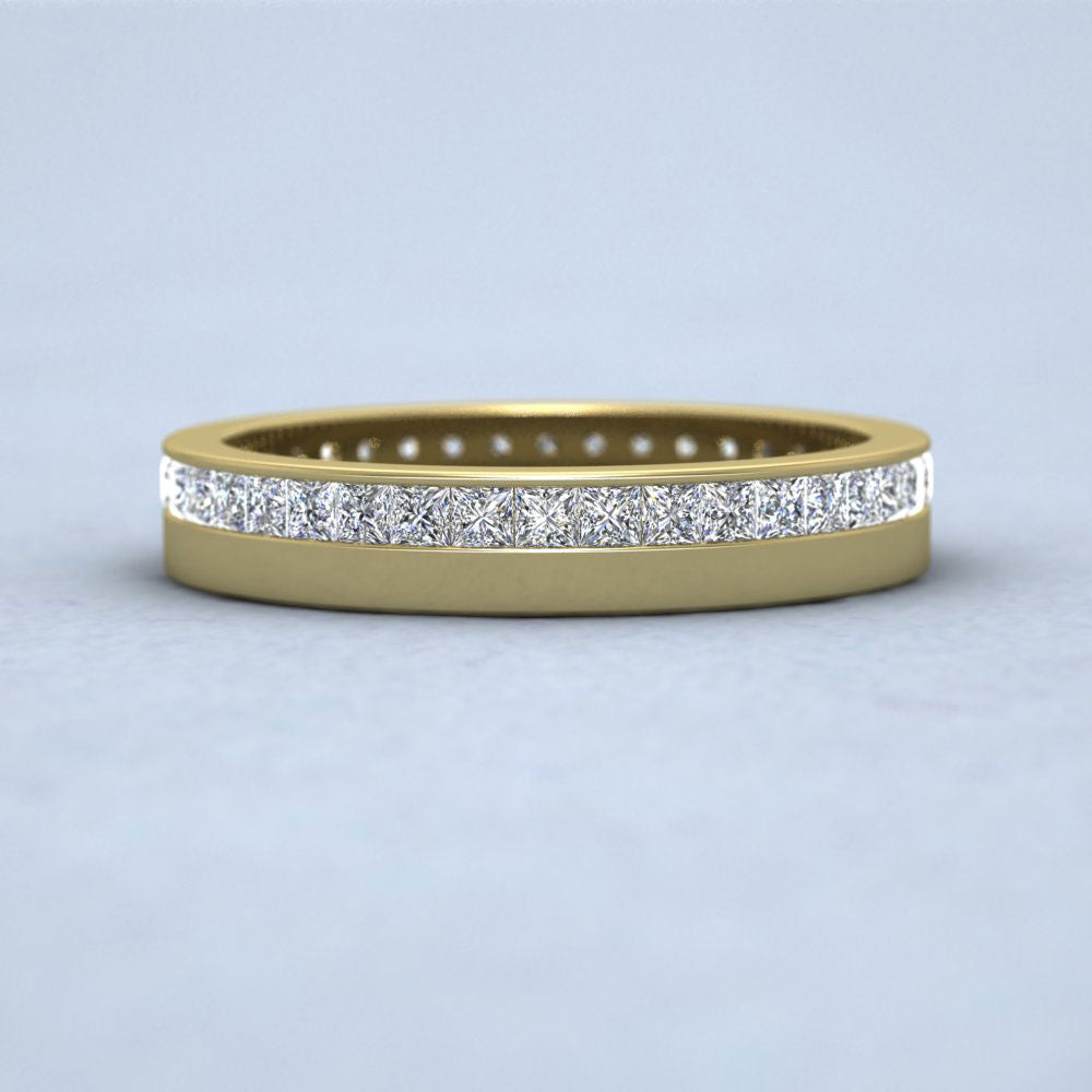 Full Channel Set Princess Cut Diamond 14ct Yellow Gold 3.5mm Wedding Ring