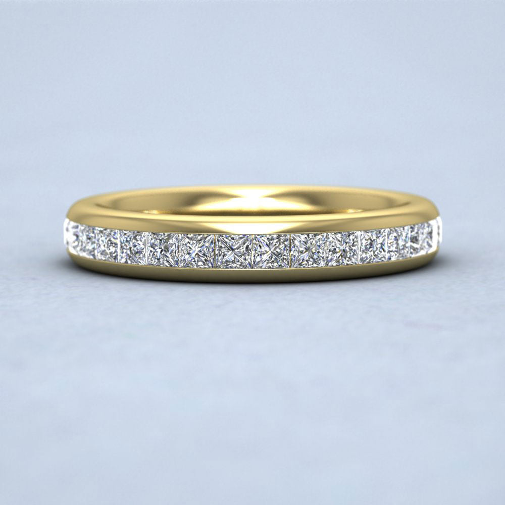 Princess Cut Diamond 0.75ct Half Channel Set Wedding Ring In 18ct Yellow Gold 3.5mm Wide