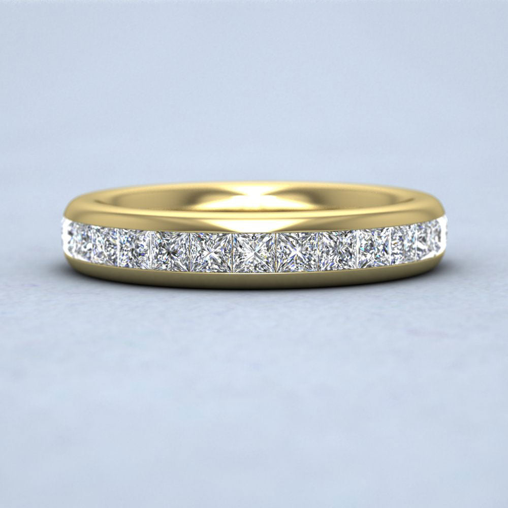 Princess Cut Diamond 1.05ct Half Channel Set Wedding Ring In 9ct Yellow Gold 4mm Wide