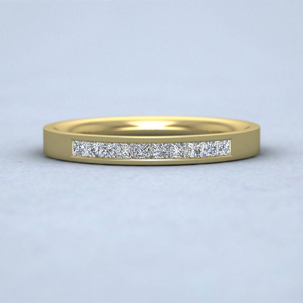 Princess Cut 10 Diamond 0.25ct Channel Set Ring In 18ct Yellow Gold. 2.5mm Wide