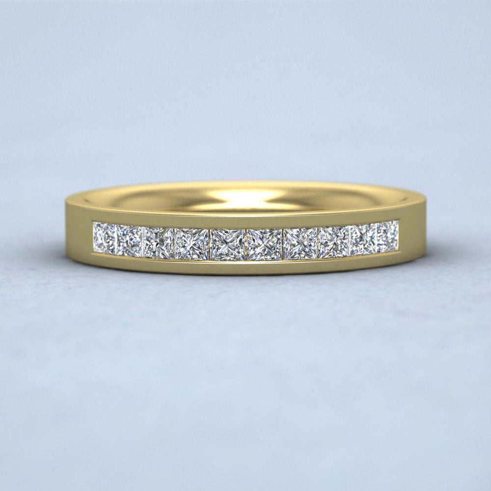 Princess Cut 10 Diamond 0.75ct Channel Set Ring In 18ct Yellow Gold. 3.5mm Wide