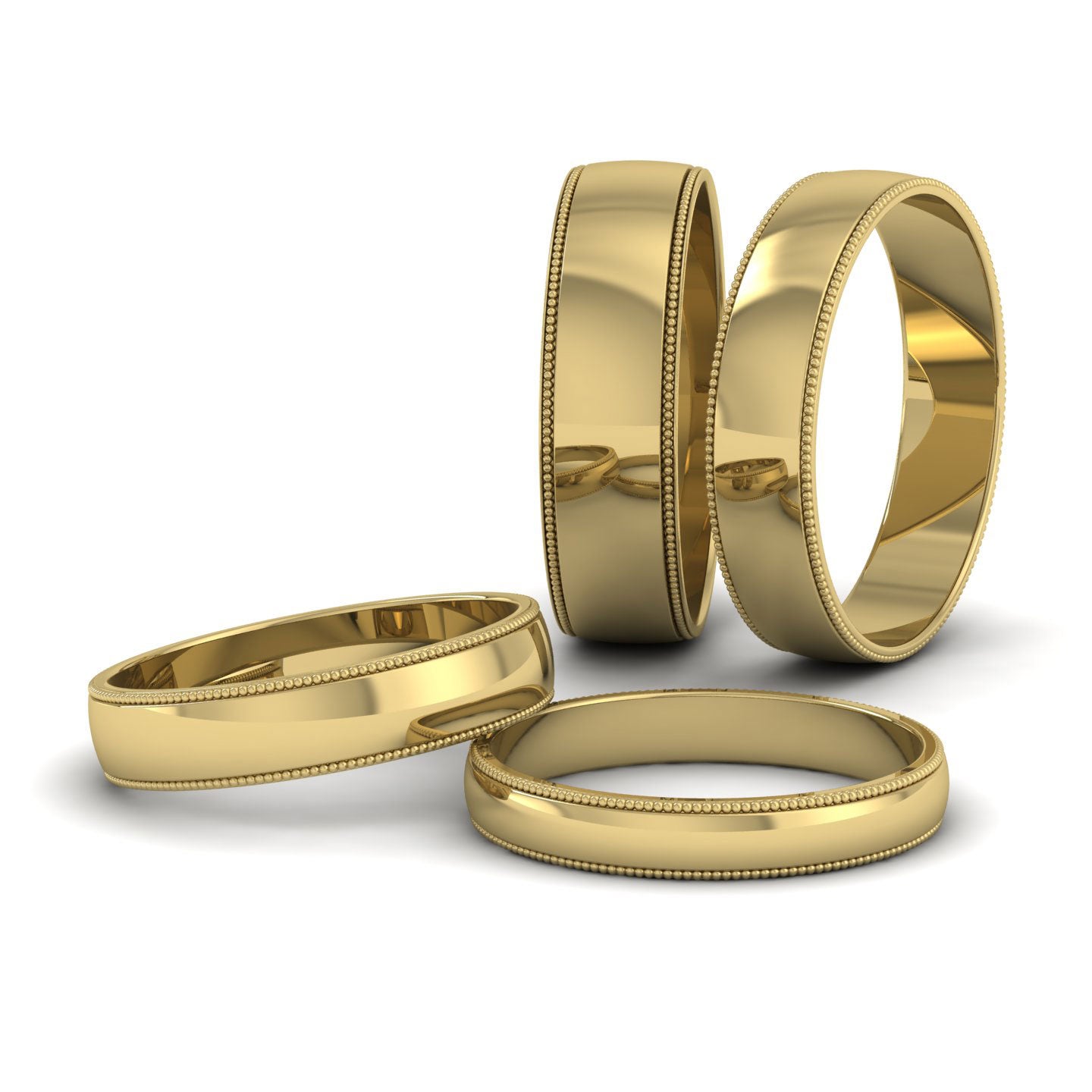 Millgrained Edge 9ct Yellow Gold 4mm Wedding Ring G
