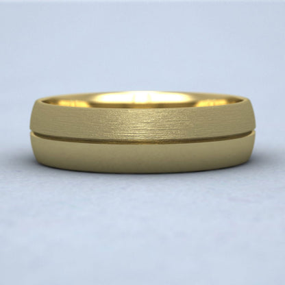 Matt And Polished Line Patterned 9ct Yellow Gold 6mm Wedding Ring