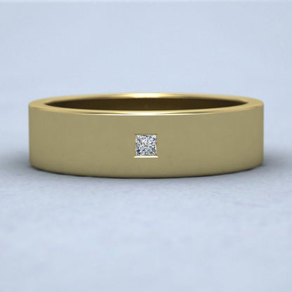 Single Stone Princess Cut Diamond Set 9ct Yellow Gold 6mm Wedding Ring