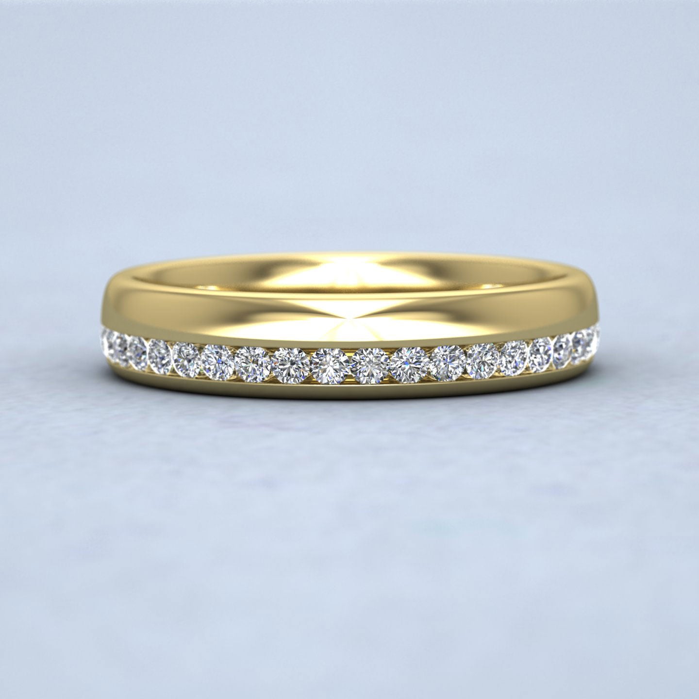 Asymmetric Half Channel Set Diamond 9ct Yellow Gold 4mm Ring