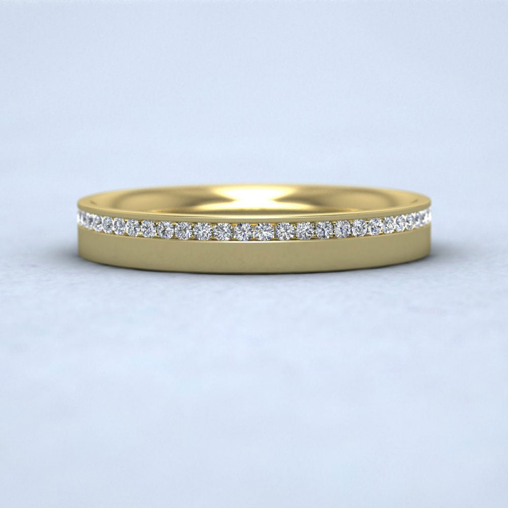 Asymmetric Half Channel Set Diamond 9ct Yellow Gold 3mm Ring