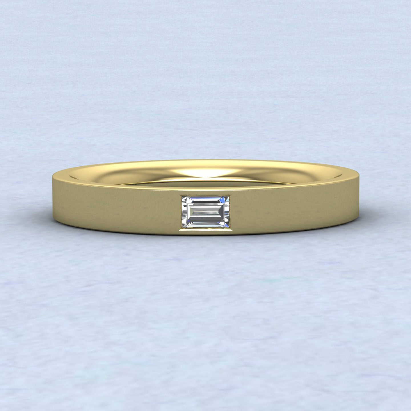 Baguette Diamond Set (0.1ct) 14ct Yellow Gold 3mm Wedding Ring