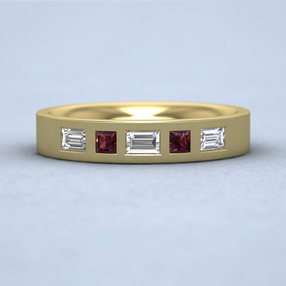 Ruby And Diamond Set (0.4ct Vs, F/G) 18ct Yellow Gold 4mm Wedding Ring