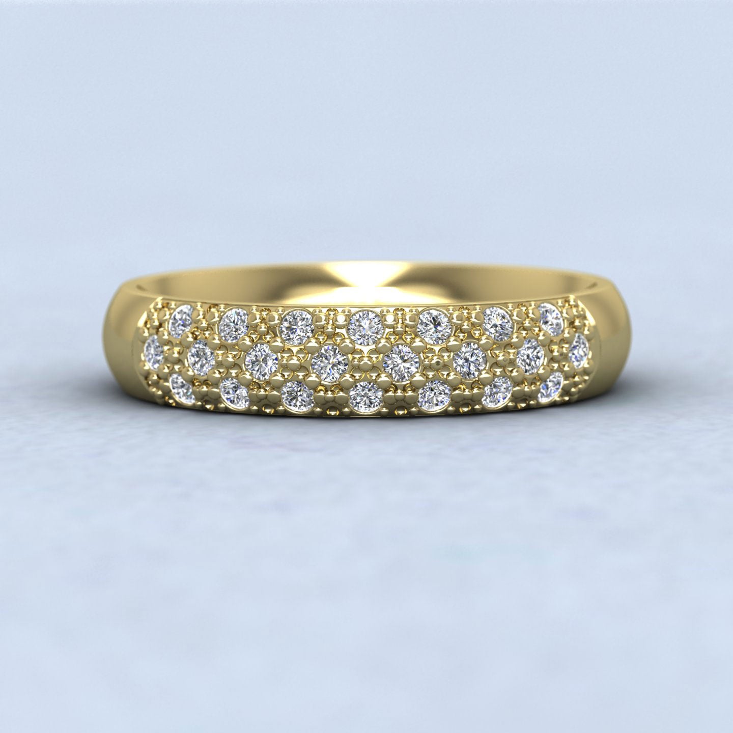 Diamond Pave Set (0.25ct) 18ct Yellow Gold 4mm Wedding Ring