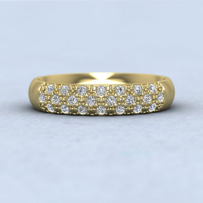 Diamond Pave Set (0.25ct) 18ct Yellow Gold 4mm Wedding Ring