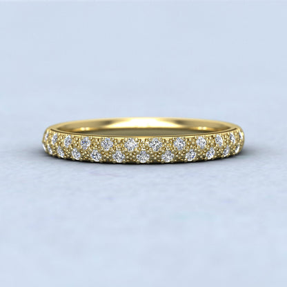 Pave Set Diamond (0.176ct) 9ct Yellow Gold 2.5mm Wedding Ring