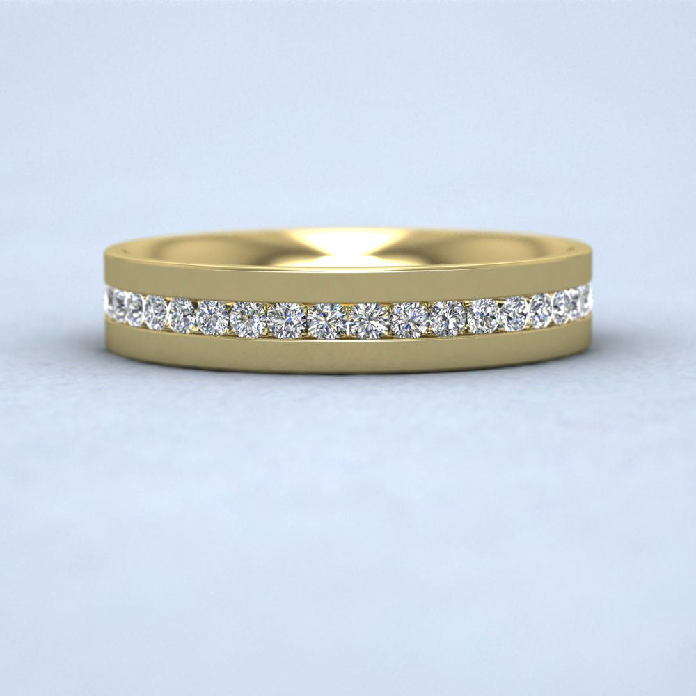 Full Channel Set Round Diamond (0.5ct) 18ct Yellow Gold Flat 3.5mm Ring