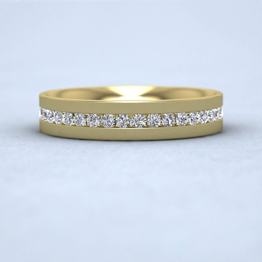 Full Channel Set Round Diamond (0.5ct) 9ct Yellow Gold Flat 3.5mm Ring
