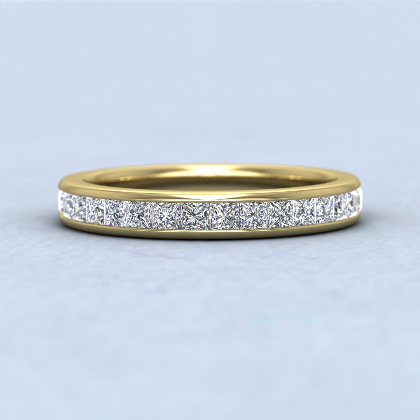 Channel Set Princess Cut Diamond 22ct Yellow Gold 3mm Wedding Ring