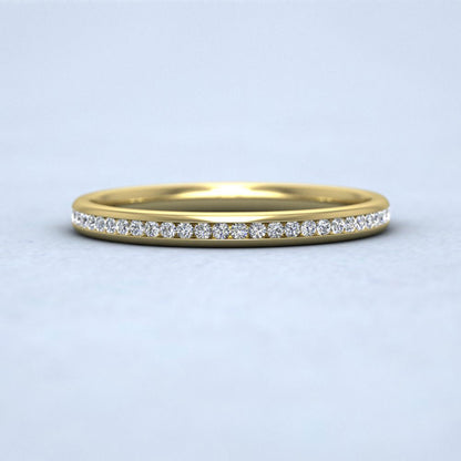 Half Channel Set 0.13ct Round Brilliant Cut Diamond 18ct Yellow Gold 2mm Ring