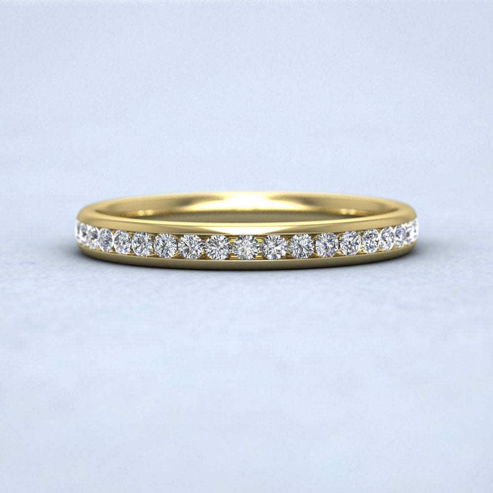 Half Channel Set 0.24ct Round Brilliant Cut Diamond 18ct Yellow Gold 2.5mm Ring