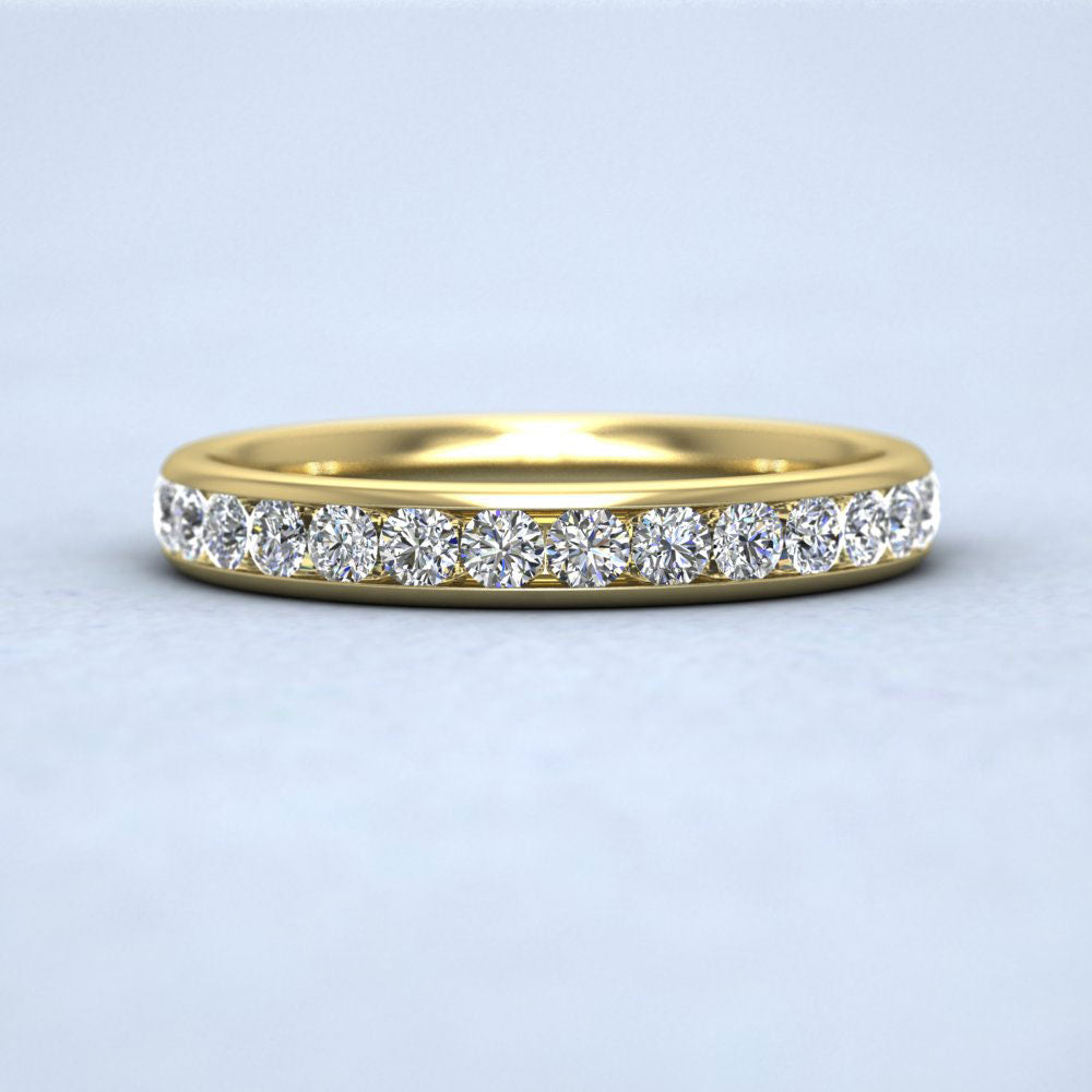 Half Channel Set 0.49ct Round Brilliant Cut Diamond 18ct Yellow Gold 3mm Ring