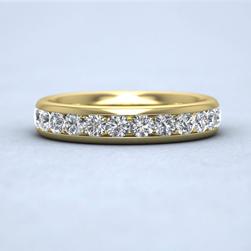 Half Channel Set 0.91ct Round Brilliant Cut Diamond 18ct Yellow Gold 4mm Ring