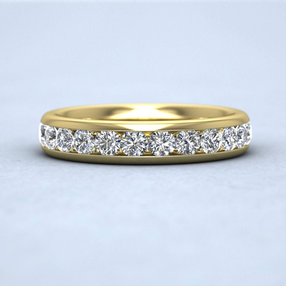 Half Channel Set 0.91ct Round Brilliant Cut Diamond 9ct Yellow Gold 4mm Ring