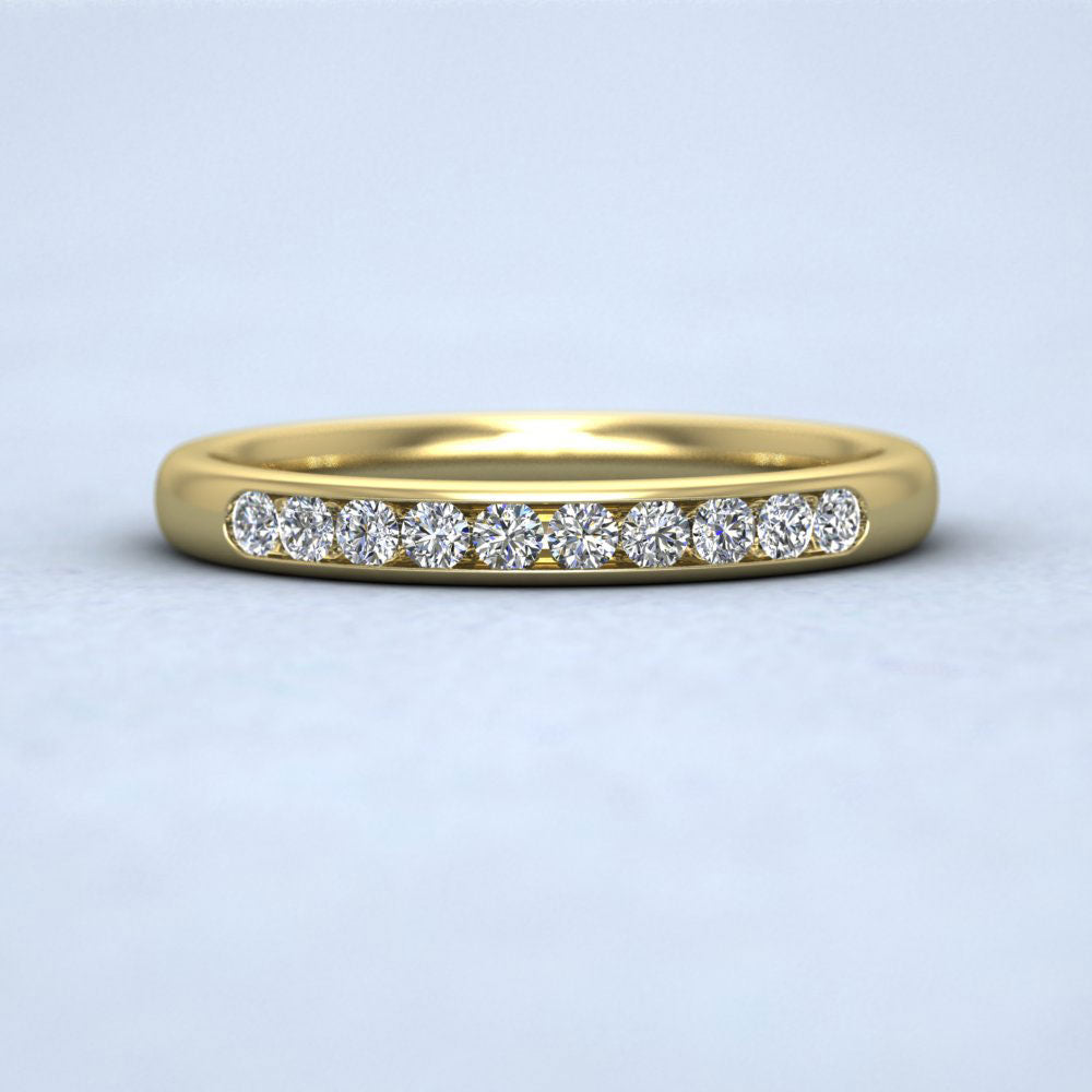 Ten Stone 0.2ct Channel Set Diamond 18ct Yellow Gold 2.5mm Ring