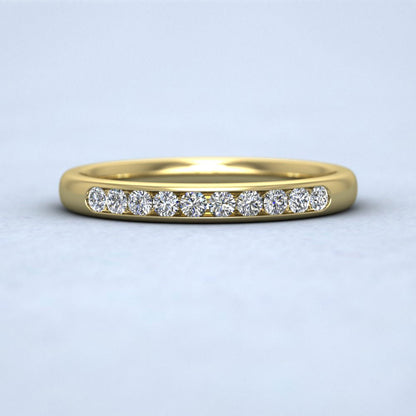 Ten Stone 0.2ct Channel Set Diamond 9ct Yellow Gold 2.5mm Ring