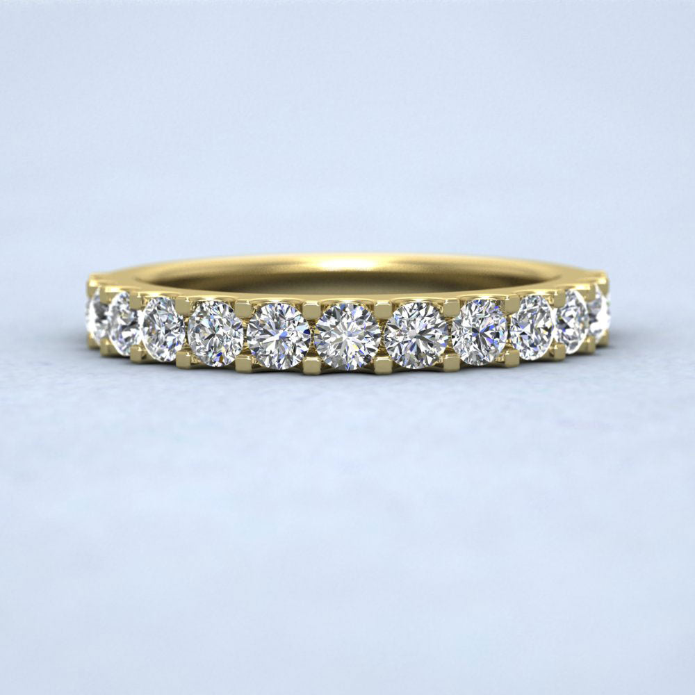 Round Claw 0.75ct Half Diamond Set 9ct Yellow Gold 3mm Ring