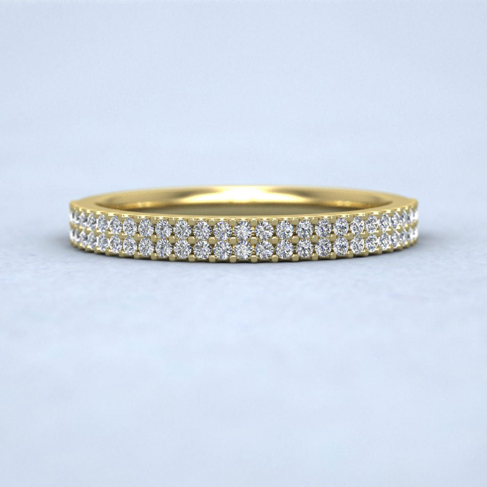 Two Row Round Claw 0.28ct Half Diamond Set 18ct Yellow Gold 2.5mm Ring