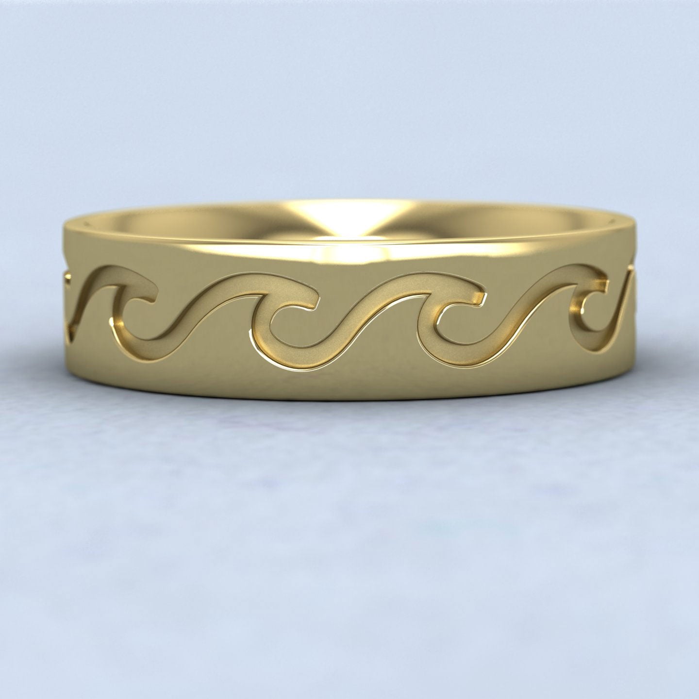Wave Pattern 14ct Yellow Gold 6mm Wedding Ring