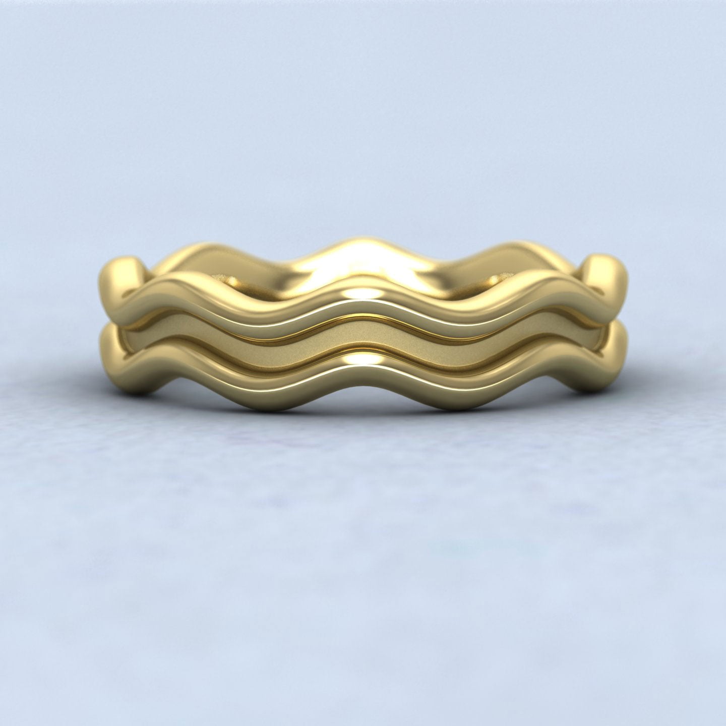 Double Wave 14ct Yellow Gold 4mm Wedding Ring