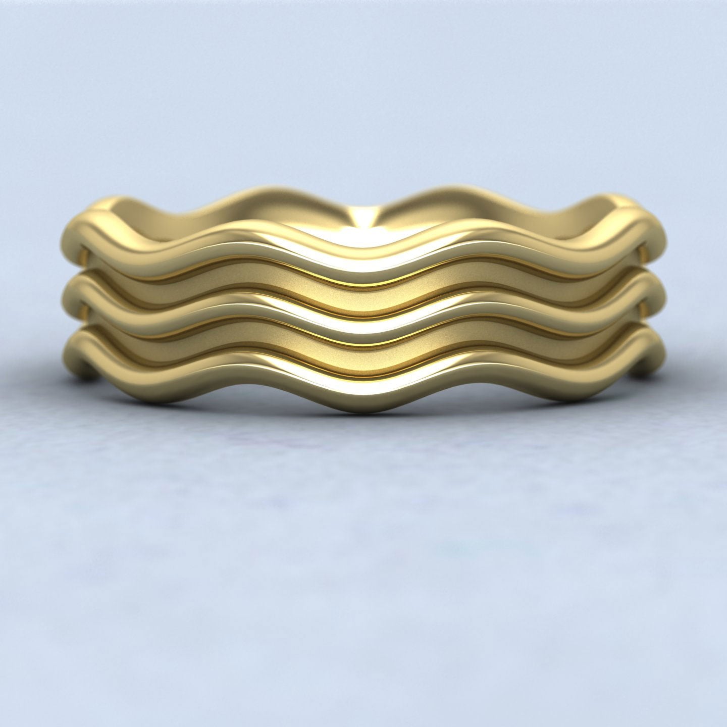 Triple Wave 22ct Yellow Gold 6mm Wedding Ring
