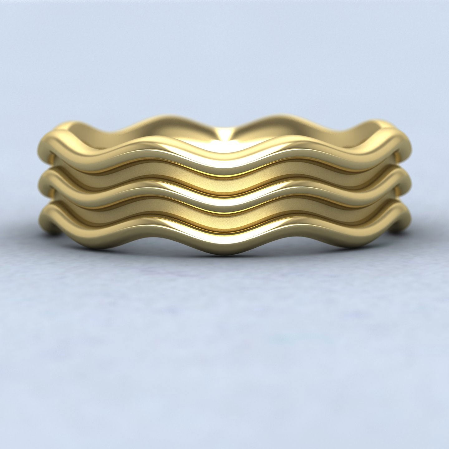 Triple Wave 9ct Yellow Gold 6mm Wedding Ring