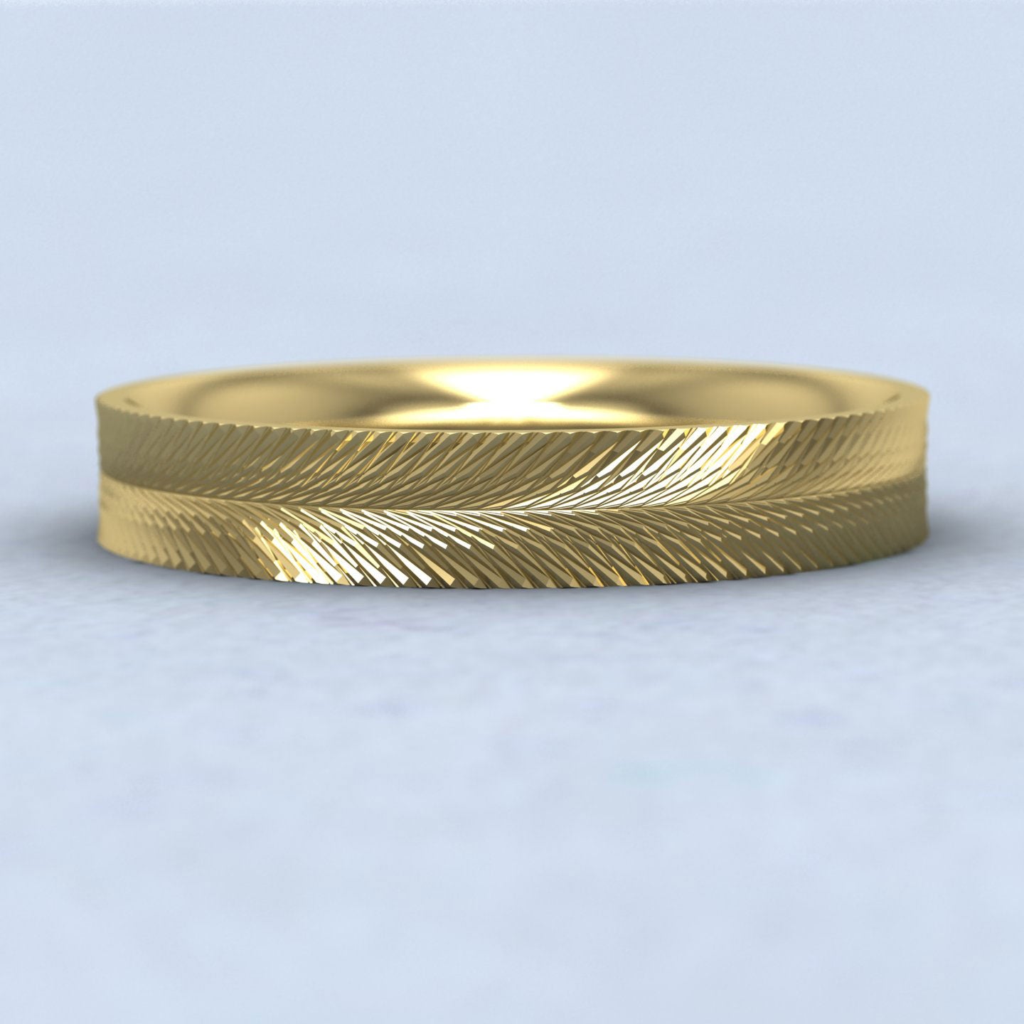 Feather Pattern 22ct Yellow Gold 4mm Wedding Ring