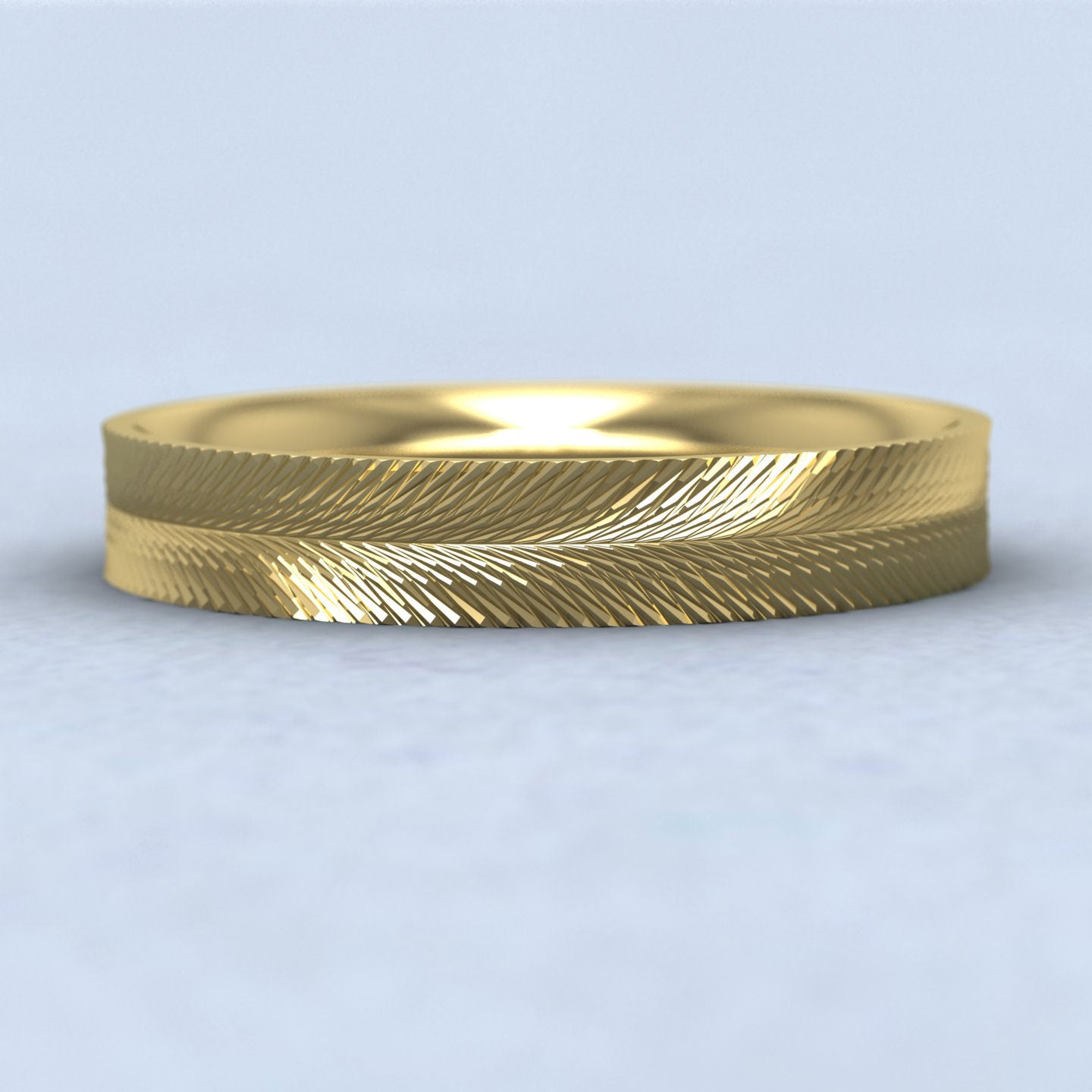 Feather Pattern 18ct Yellow Gold 4mm Wedding Ring