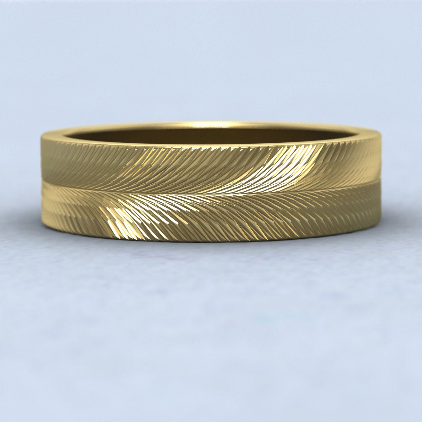 Feather Pattern 14ct Yellow Gold 6mm Wedding Ring