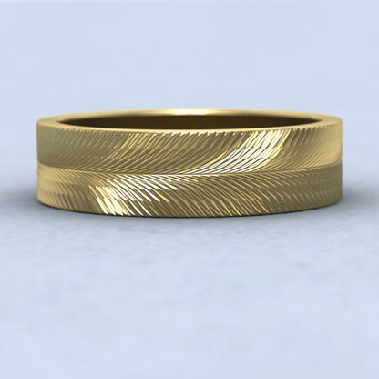 Feather Pattern 9ct Yellow Gold 6mm Wedding Ring