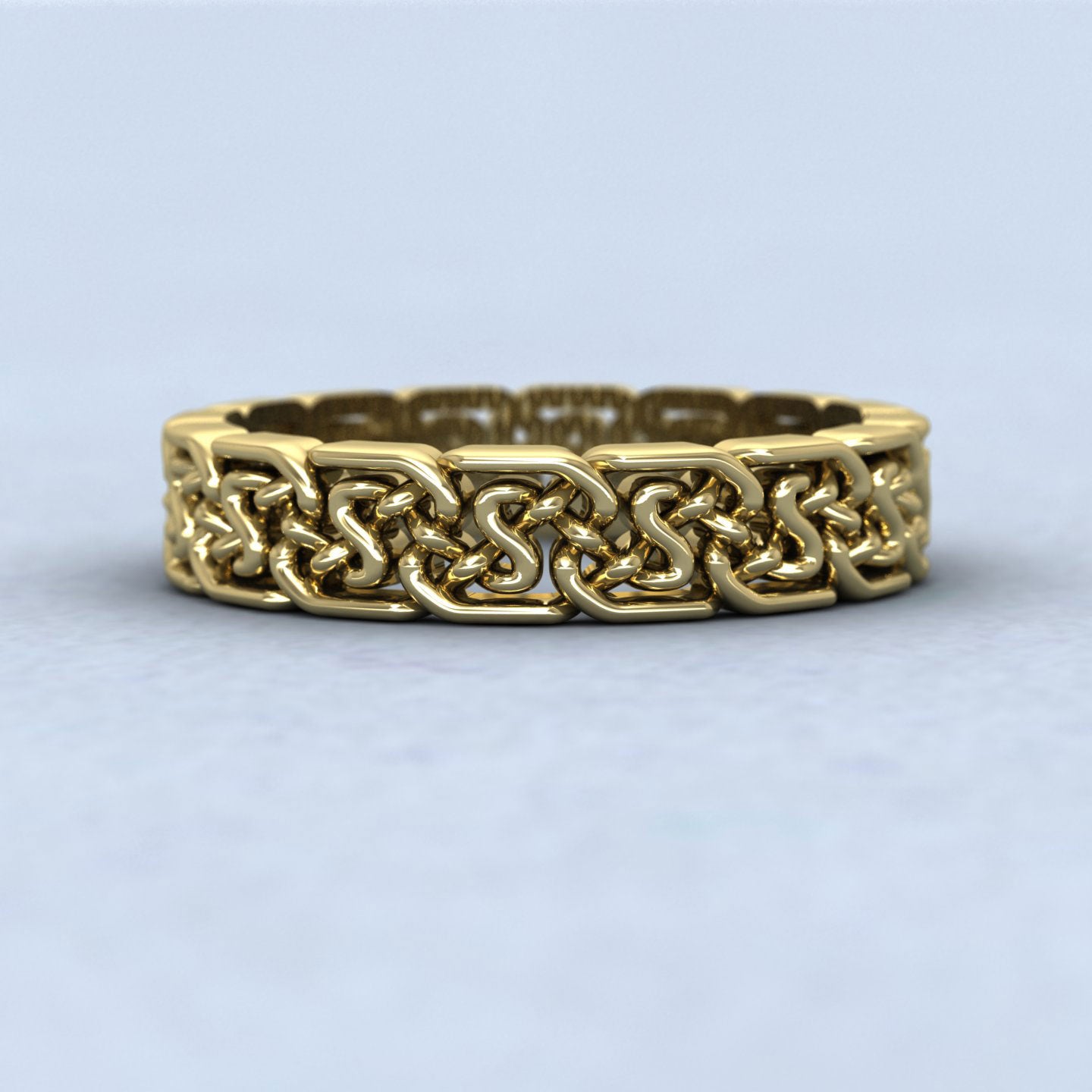 Open Celtic Patterned 9ct Yellow Gold 4mm Wedding Ring