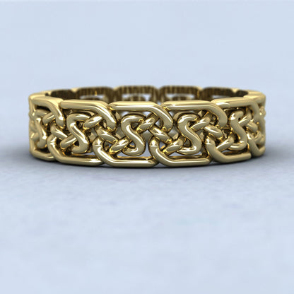 Open Celtic Patterned 14ct Yellow Gold 6mm Wedding Ring