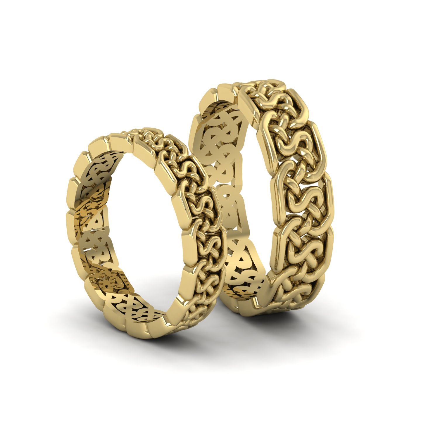Open Celtic Patterned 14ct Yellow Gold 4mm Wedding Ring