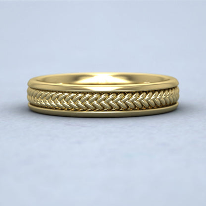 Braided Pattern 14ct Yellow Gold 4mm Wedding Ring