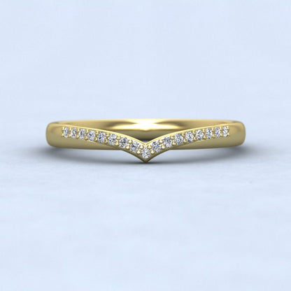 Crossover V Shape Round Diamond Set Wedding Ring In 9ct Yellow Gold 2.25mm Wide